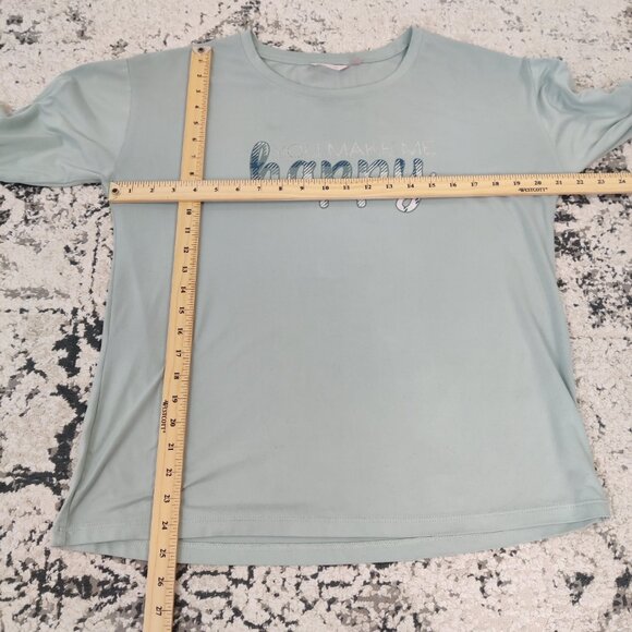 La Vie En Rose Women's Pajama Top Size M Gray Green Comfy Sleepwear Simple Daily - Picture 6 of 8